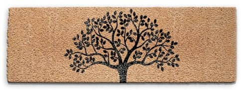 Tree Of Life Doormat (120cm x 40cm) Large, Front Door Mat, Coconut Core Fibre Heavy Duty Mat, Rug, Indoor Natural Coir Mat Ultra Wide