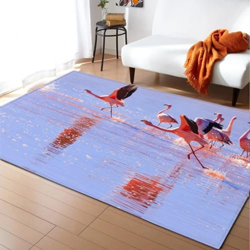 Kurzflor Teppich 3D Teppich Rosa Flamingo-Vogeltier Teppich Matten Home Tür Fußmatten Rutschfeste Fußmatte Für Schlafzimmer Flur Wohnzimmer Boden Küche Badezimmer Teppich 120 X 160 Cm / 47.24 -0S5D6M