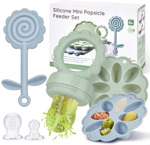 JONRRYIN Ciuccio Frutta Neonati, Ciuccio per Frutta, Ciuccio per Alimenti Neonati senza BPA, Ciuccio Per Frutta Baby+3 Capezzoli In Silicone In 3 Misure, 3 a 24 Mesi (Verde)