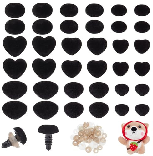 PH PandaHall 36 Set Tier Sicherheitsnasen für Amigurumi, Plastik Sicherheitsnasen zum Basteln Flocky Nose für Teddybär Tierpuppe Basteln DIY Nähen Basteln Zubehör