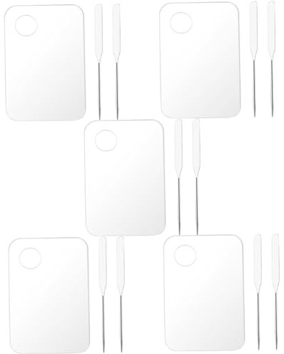 Healeved 5sets Painting Supplies Makeup Palette Mixing Pallet and Spatula Tool Nail Polish Mixing Board