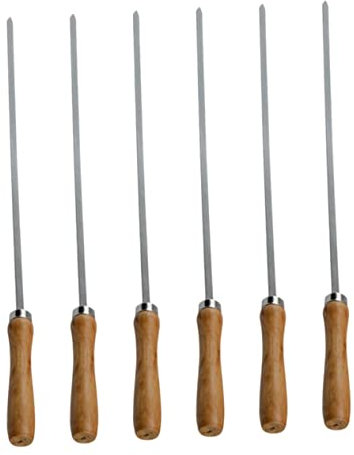 Edelstahlgabeln Silber mit Holzgriff 6 Stück für Obst und Fleisch