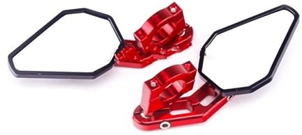 Lenkerendenspiegel Universal 7/8 8MM 10MM Lenkerendenspiegel Seitenspiegel CNC Aluminium Motorrad Rot Kleine Verstellbare Rückspiegel Motorrad Rückspiegel(Rot)