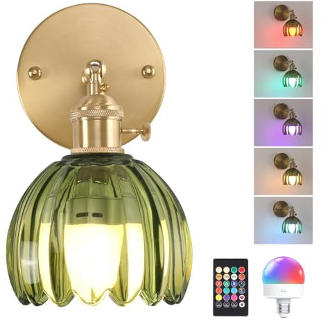 Shenmoyl Vintage Wandleuchte Innen Akku Gold LED Wandlampe Ohne Stromanschluss Touch Control 3 Helligkeitsstufen mit Fernbedienung für Badezimmer Schlafzimmer Flur Wohnzimmer