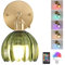 Shenmoyl Battery Operated Wall Light Rechargeable Wall Lamp Indoor Wireless LED Wall Sconce with Remote Control for Living Room Bedroom Bedside Bathroom Tulip Green