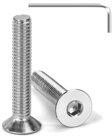 Tunejoy Vis à Tête Fraisée M6 x 35 mm Vis à Six Pans Creux en Acier Inoxydable A2 V2A à Tête Fraisée Hexagonale avec Clé Allen Filetage Complet 20 Pièces