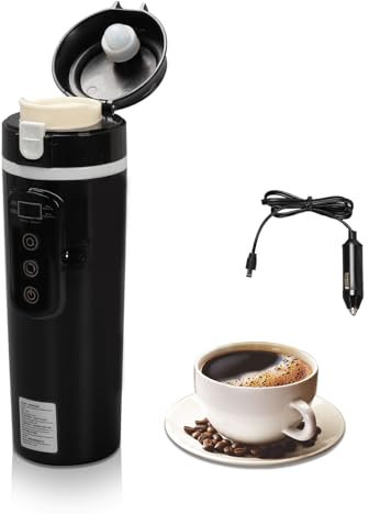 Portable Travel Electric Cup 500ml,Car Electric Kettle,Vehicle Electric Heated Water Cup, Heating Water Cup With LCD Display and Temperature Control