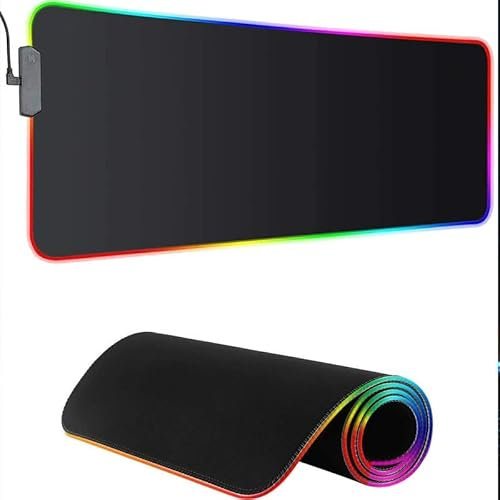 Anluomania Alfombrilla de Ratón, Alfombrilla Raton, 800x300x4mm Grande Mouse Pad, Alfombrilla Raton Gaming con 15 Modos de Iluminación, Base de Goma Antideslizante, Impermeable, para Gamers, PC
