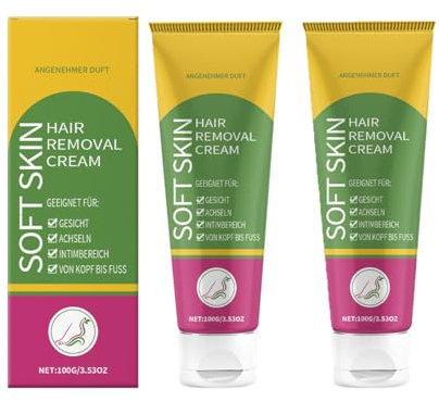 Body Enthaarungscreme,Enthaarungscremes für Sensible Haut,Beruhigende Enthaarungscreme Für KöRper,Vegan Für Alle Hauttypen 100g (2)
