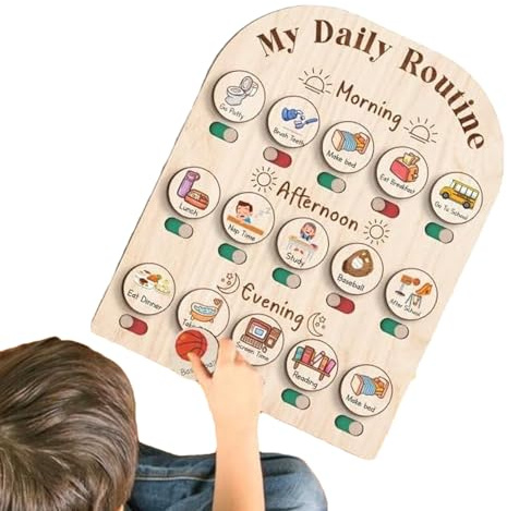 Generisch Tagesplan Für Kinder | Holz Tafel Für Kinder Tagesablauf - Morgen Und Abend Planer Bretter Wohnzimmer Deko Schulmaterial Für Schlafzimmer
