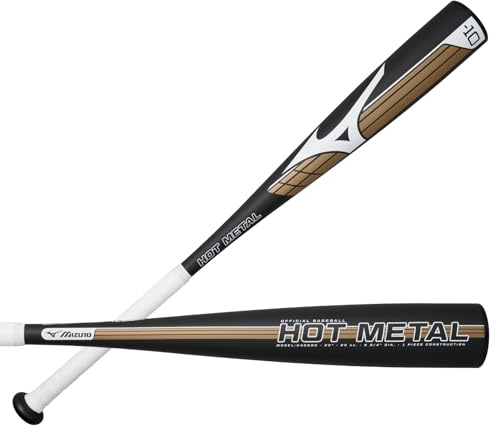 Mizuno Boys HOT Metal - Big Barrel Youth USA Baseball Bat (-5) Baseball Bat, Black-Gold, 29 Inches