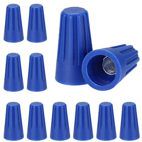 sourcing map 12pcs Wire Connectors, 18-16 AWG Electric Wire Caps Insulating Insert Twist Electrical Wire Connector Nuts with Spring for Quick Connection, Blue