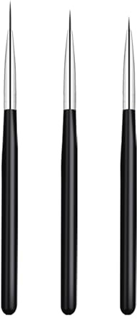 Xelmorant 3Pcs Nail Art Liner Brushes, Fine Tip Striping Brushes for UV Gel Polish Painting, Black