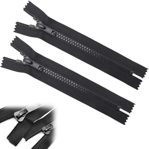 Wcawnlt 2 Stück 60 cm Reißverschluss Teilbar, Robuster Resin Zipper Schwarz Für Jacke, Mantel, Kleidung, Taschen, Universell Ersatz, Wasserdicht Für DIY Nähen Und Reparaturen