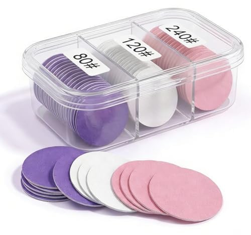 YIPFEN Set di 60 Dischi Abrasivi per Pedicure, Carta Vetrata Grana 80/120/180/240, con 2 Punte in Metallo, Ricambi (25 mm) per Rimuovi Calli Elettrico