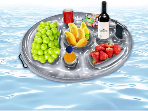 YALiya Portabevande Gonfiabile 2 In 1, Vassoio Galleggiante 8 Fori | Portabevande Per Piscina, Per Scaffali Galleggianti Di Bevande Alle Feste Estive In Piscina
