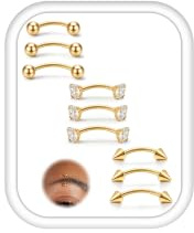 ORAZIO Rook Piercing Chirurgenstahl 16G Augenbrauenpiercing Gold/Silber | Gebogene Barbell Piercing Banane aus 316L Chirurgenstahl für Daith Labret Lippen und Septum 6/8/10mm Hypoallergen