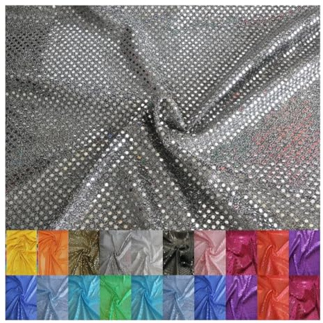 Fabrics-City silber/schwarz Pailletten Stoff Meterware Sequin Mesh Fabric Paillettenstoff Rund 3mm Glitzerstoff Faschingsstoff Sparkling Paillettes Metallic für Kostüme Mode Nähen Dekorationen, 2422