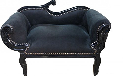 Casa Padrino Barock Hunde & Katzen Chaiselongue Sofa Schwarz/Schwarz Hundebett & Katzenbett - Limited Edition