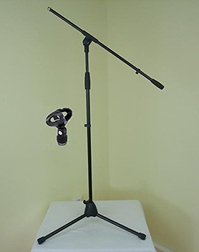 Adam Hall S 5 BE - Mikrofon-Ständer mit Schwenkarm/Galgen, Mikrofon-Klammer Ø 23-36 mm & Dreibein schwarz Mikrofon-Stativ S5BE + D903