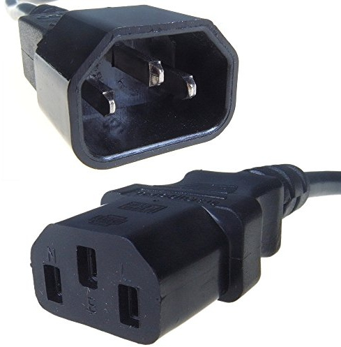 IEC Kettle Extension Leads. 5A Rated. C13 C14 TV, A/V. Computer Power Lead Cord (1m)