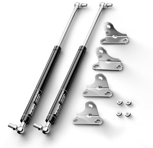 Vepagoo, Gasfedern 38 cm, 30 kg / 300 N, für schwere Deckel, Wohnmobil-Bett, Werkzeugkasten, Bootsluke, Schrank, Kellerklappe, mit Halterungen, für Deckel von 24–34 kg, 2 Stk. (1 Paar)