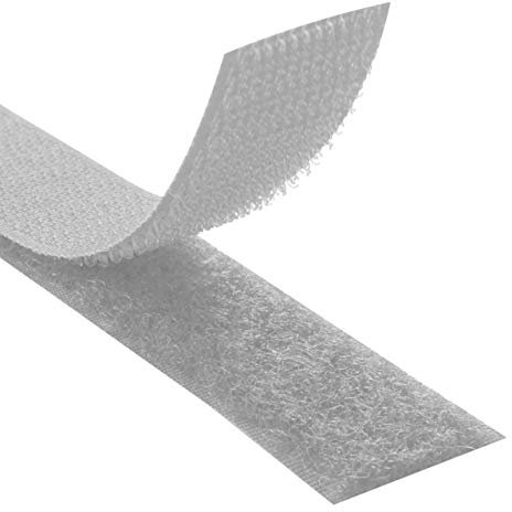 KLEBESHOP24 Cinta de gancho y bucle para coser, hook y loop, sin adhesivo/gris claro, 20 mm x 3 m