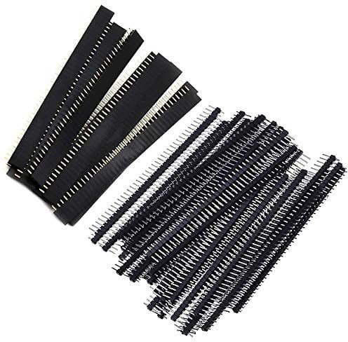 FYSL 40 Piece 2.54mm Pin Headers PCB Board 40 Pin Male and Female Header Connector Kit for Arduino Prototype Shield,20pcs Male Header, 20pcs Female Header