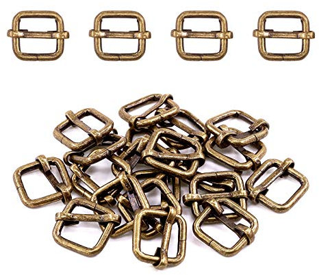 Swpeet 60 Stück 1/2 Zoll – 13 mm Bronze Metallringe Metall Rechteck Einsteller Triglides Gleitschnalle, Schieber Gurt Einsteller Schlüsselanhänger für Gürteltaschen DIY (Bronze, 1/2 Zoll)