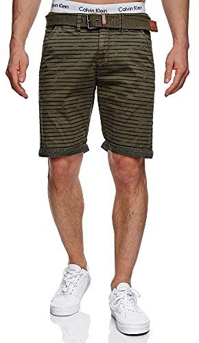Indicode Herren Arroyo Shorts aus 98% Baumwolle | Herrenshorts Baumwollshorts für Männer Army, XS