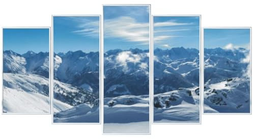 RAABEC Polyptychon Aluminium Bilderrahmen Silber glänzend, 132 x 72 cm, für Malen nach Zahlen Bilder z.B. von Schipper, fertig montiert, mit Rückwand