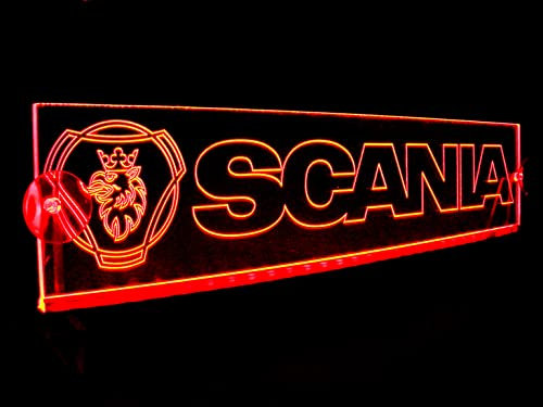 Beleuchtete LKW-Platte Angepasst an die Windschutzscheibe. Innenausstattung für Ihre Kabine Farbe: Rot Passend für alle Scania-Modelle