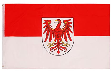 PHENO FLAGS Brandenburg Flagge 90x150cm - wetterbeständige Fahne mit Messingösen, 100% Polyester, robuste Doppelnaht & in lebendigen Farben - ideal für Flaggen-Liebhaber