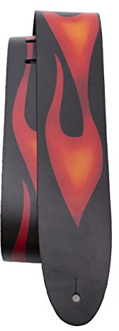 P Perri's Leathers Ltd. Unisex Perris 11043 Leder, Motiv Flames, 6,3 cm Gitarrengurt, rot, 56