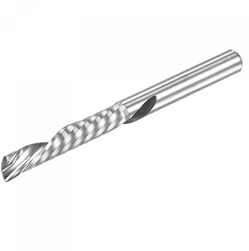 sourcing map End Mill CNC Router Bit, 4mm Shank 4mm x 22mm Left Hand Carbide Single Flute Spiral Upcut Milling Cutter for Carving Acrylic PVC MDF Hardwood