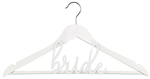 Miss Lovely Kleiderbügel Bride Kleiderbügel Braut aus Holz in weiß Hochzeits-Accessoires Braut Hochzeits-Deko Dekoration Brautkleid Zubehör Hochzeitszeremonie JGA Junggesellinnenabschied
