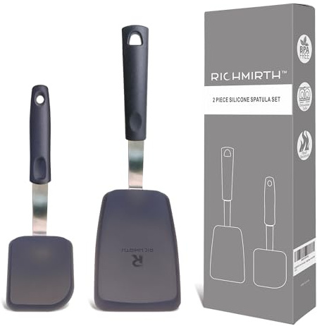 RICHMIRTH Silikon-Kochspatel-Set mit 2 – 600°F hitzebeständig, kratzfest & BPA-frei, flexible Pfannenwender mit Aufhängeloch für einfache Aufbewahrung, ideale Kochspatel für Eier, Pfannkuchen & Burger