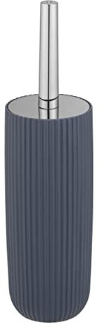 WC-Garnitur Agropoli Dunkelblau, geschlossener Bürstenhalter aus hochwertigem Kunststoff mit plastischer Formgebung und strukturierter Oberfläche, BPA-frei, hygienische WC-Bürste, Ø 10 x 36,5 cm