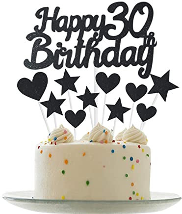 Personalisierte Kuchendekoration zum 30. Geburtstag, Schwarz