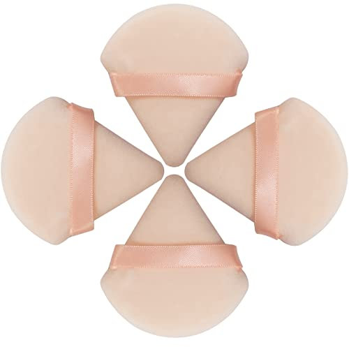 Houpette Maquillage, 4 Pièces Houppette Maquillage Poudre Libre Triangle Powder Puff, Oupette pour Poudre Maquillage Houppettes à Poudre Eponge Poupette Cosmétique Éponge pour Visage et Corps
