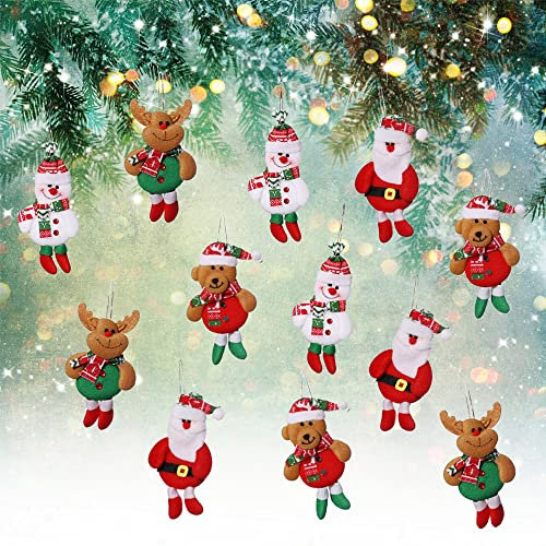 Anhänger für Weihnachtsbaum, WUHEECOME 12 Stück Christbaumanhänger Sanft Weihnachten Anhänger Süße Deko Anhänger Wiederverwendbar Weihnachtsbaum Anhänger für Weihnachtsbaum Fenster Kamin Tür