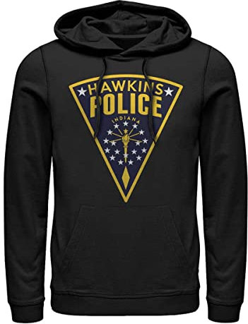 Stranger Things Unisex Hawkins Police Seal Hoodie, Schwarz, S