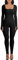 Litthing Women Yoga Jumpsuits Ribbed Knit Long Sleeve Square Neck Bodycon Jumpsuit Ladies Workout Outfits One-Piece Sports Suit Sportswear (S, A-Black)