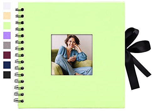 Vienrose Fotoalbum Scrapbook Album 20,5x20,5 cm cm DIY Seidenband Fotobuch Spiralalbum 40 Schwarze Seiten für 10x15 Fotos für Baby Memory Book Valentinstag Geburtstag Jahrestag Geschenk Grün