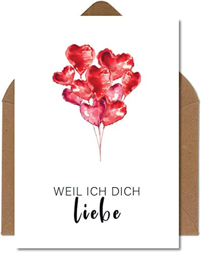 The Life Barn Postkarte mit Umschlag Weil ich dich liebe Karte zum Hochzeitstag Jahrestag Valentinstag