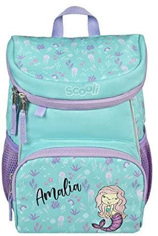 minimutz Mini-Me Kindergartenrucksack mit Name | personalisierter Mädchenrucksack Meerjungfrau 3-6 Jahre | Kinderrucksack Mädchen gepolsterte Schultergurte mit Brustgurt (Mary Mermaid)