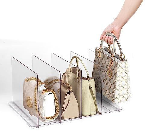Fenghome 5 Stück Schrankregaltrenner und Organizer, Abnehmbarer und Verstellbarer Abstand, Schrankregalteiler für Handtasche transparenter Schrank-Organizer, Trennwand für Schlafzimmer Küche Schränke