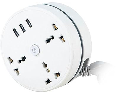 Universal Power Strip,3-Socket Power Board with 3 USB A,500W 10A Multi Power Outlet Strip Plug Extension,6.5 ft Rollable Extension Cable Cord,for Home Office Travel