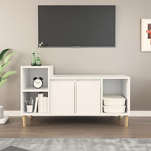 Mobile Tv Alto,Mobile Tv Bassomobile Porta Tv Bianco 100x35x55 Cm In Legno Multistratoadatto Per L'Uso Sotto Il Televisore, In Soggiorno, In Camera Da Letto