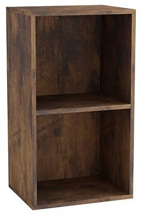 URBNLIVING Tier Wooden Bookcase Shelving Display Storage Shelf Unit Wood Shelves (Rustic Brown, 2 Shelf)